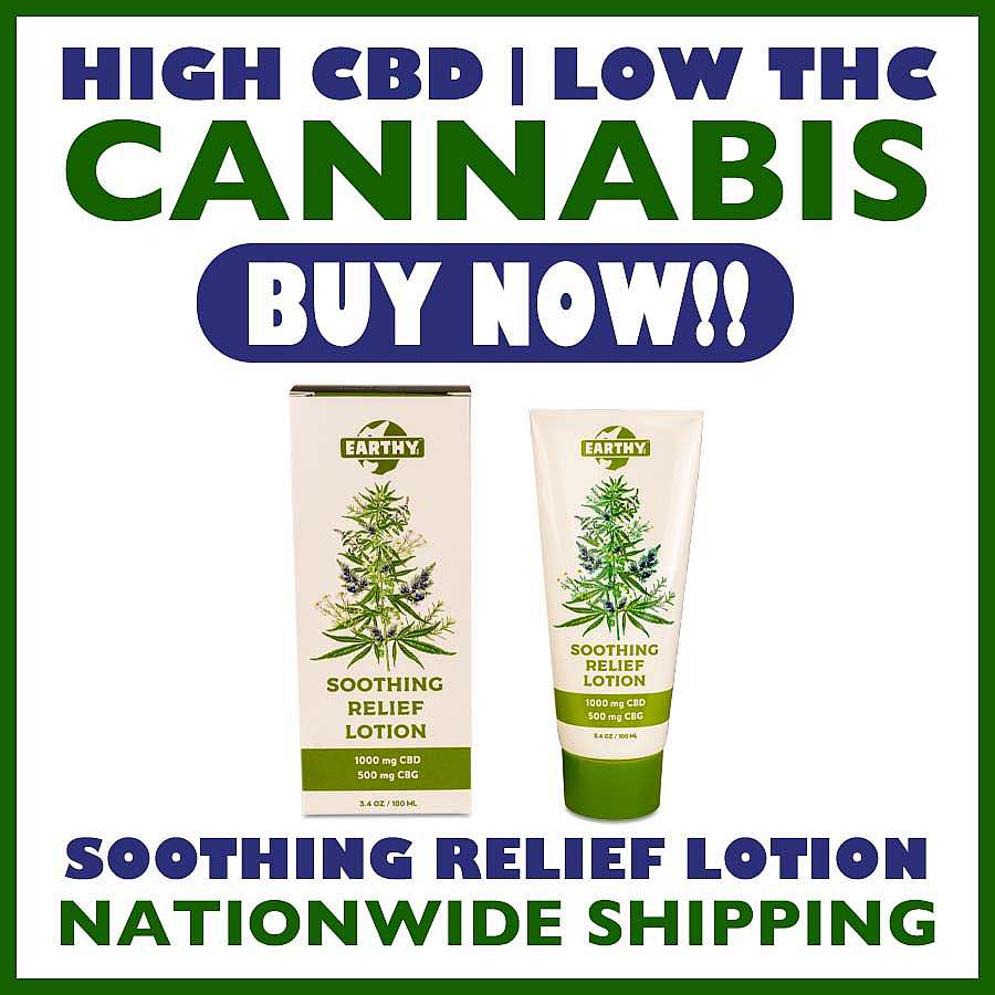 Earthy Now High CBD Low THC Cannabis Soothing Relief Lotion