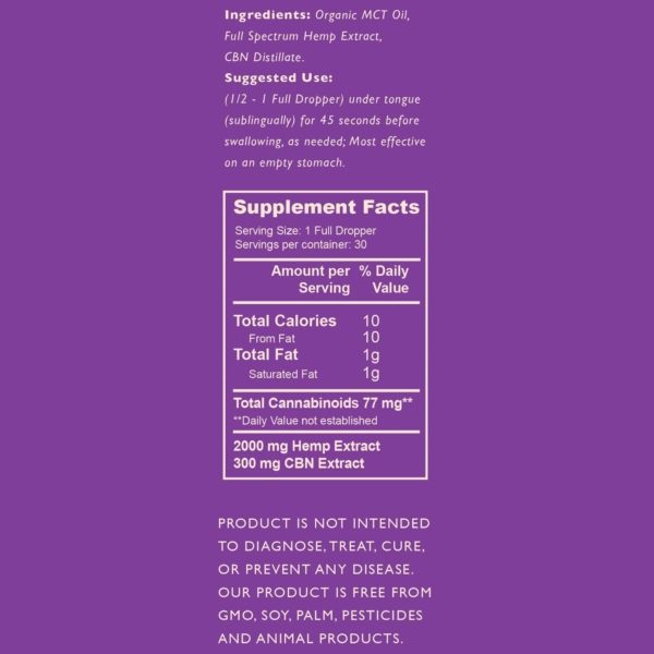 Sleepy CBN Oil Nutritional Facts